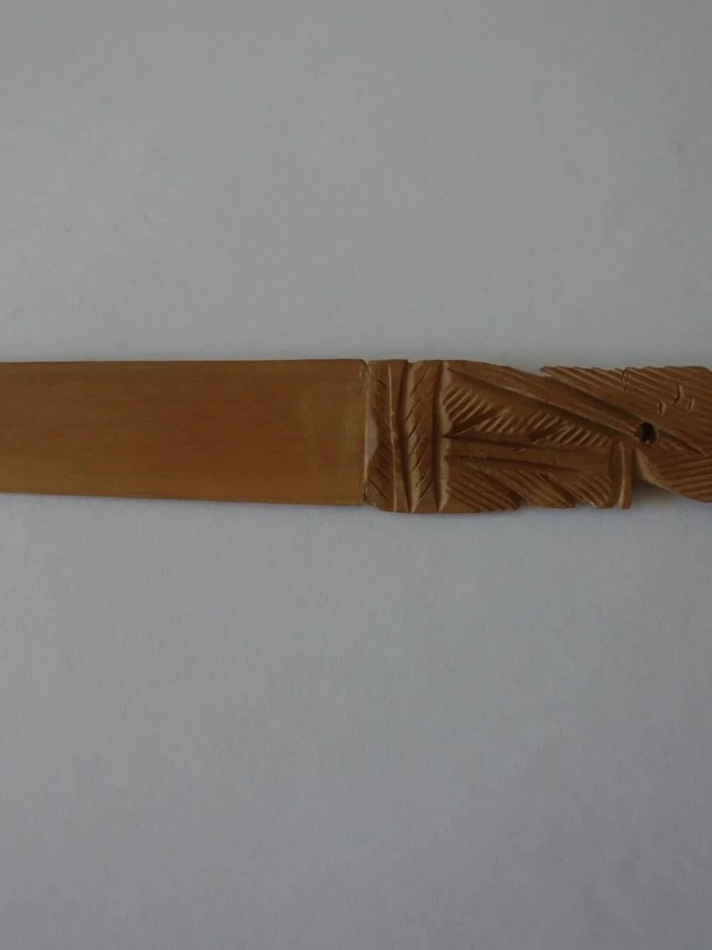 Vintage Carved Peacock Handle Wooden Letter Opener about 7.25